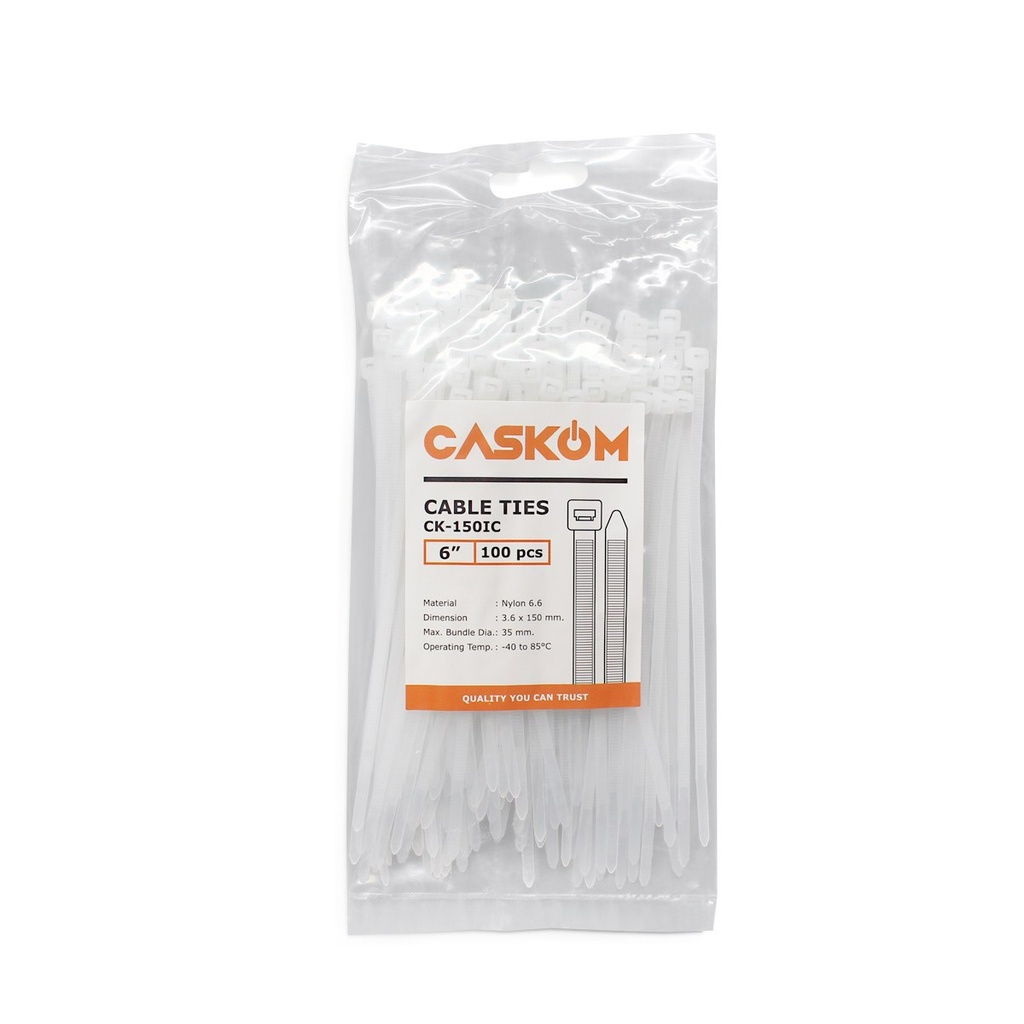เคเบิ้ลไทร์(Caskom) ขาว 6"*3.6*150mm (PK100) [320PK/CT]